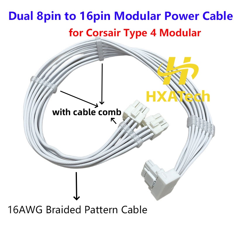 Dual 8Pin To 16Pin 12Vhpwr Cable - Câble d'alimentation tressé de haute qualité
