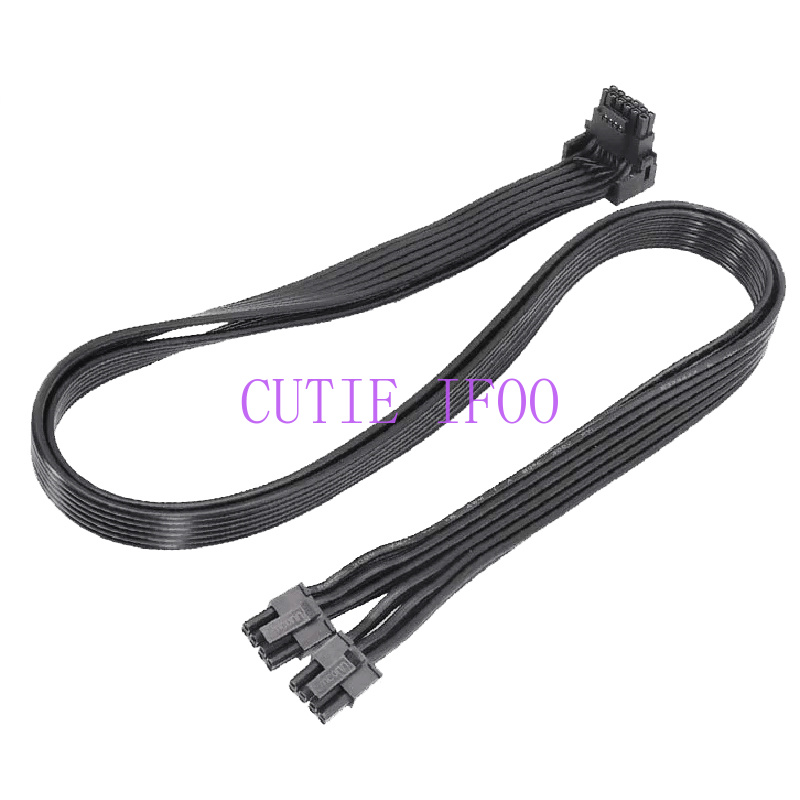 Dual 8Pin To 16Pin 12Vhpwr Cable - Câble d'alimentation GPU coudé droit ou