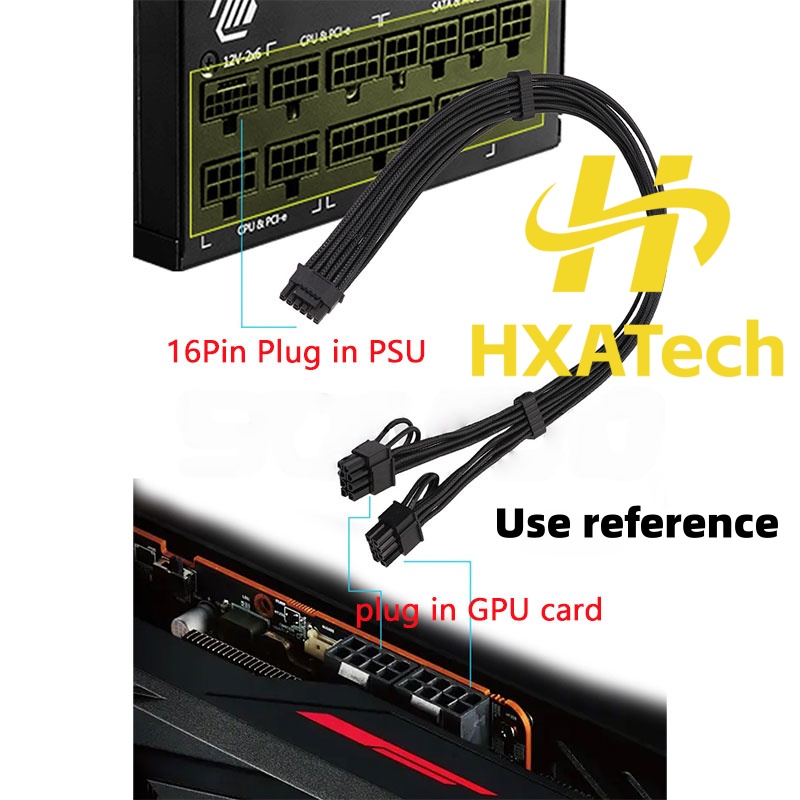 HXATech-Colorful Câble d'alime - Dual 8Pin To 16Pin 12Vhpwr Cable avis et prix